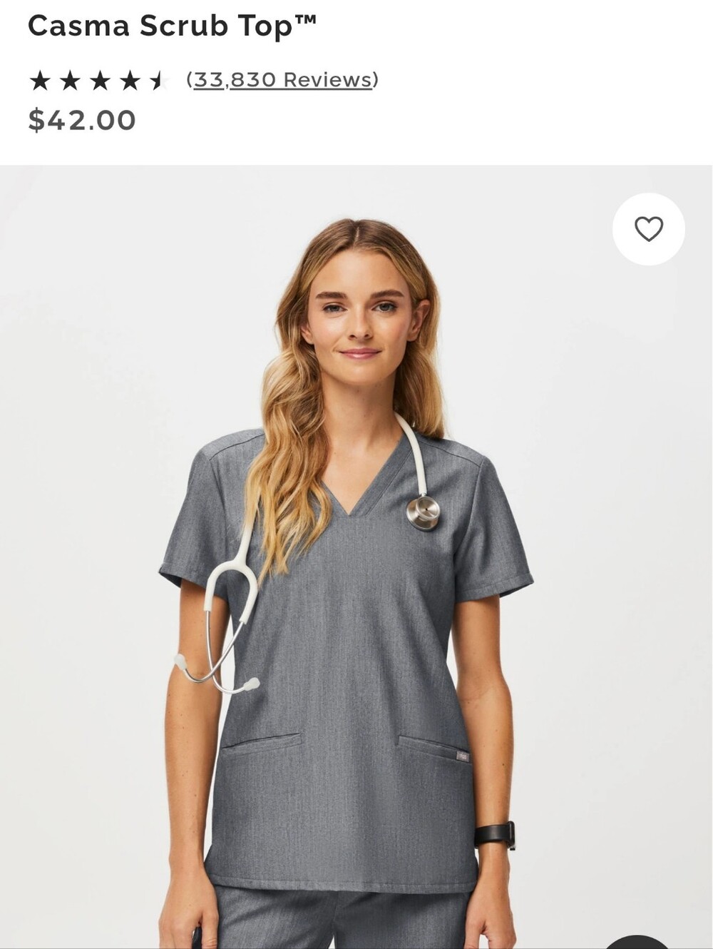 Figs Casma‎ Graphite Scrub Top